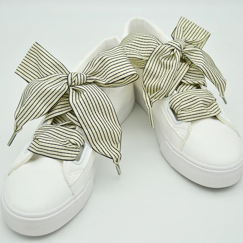 10 цветов Шнурок с бантом в полоску и вышивкой шириной 4 см, тренд, индивидуальность, белая обувь, спортивная повседневная Красивая обувь, шнурки, прямая поставка2