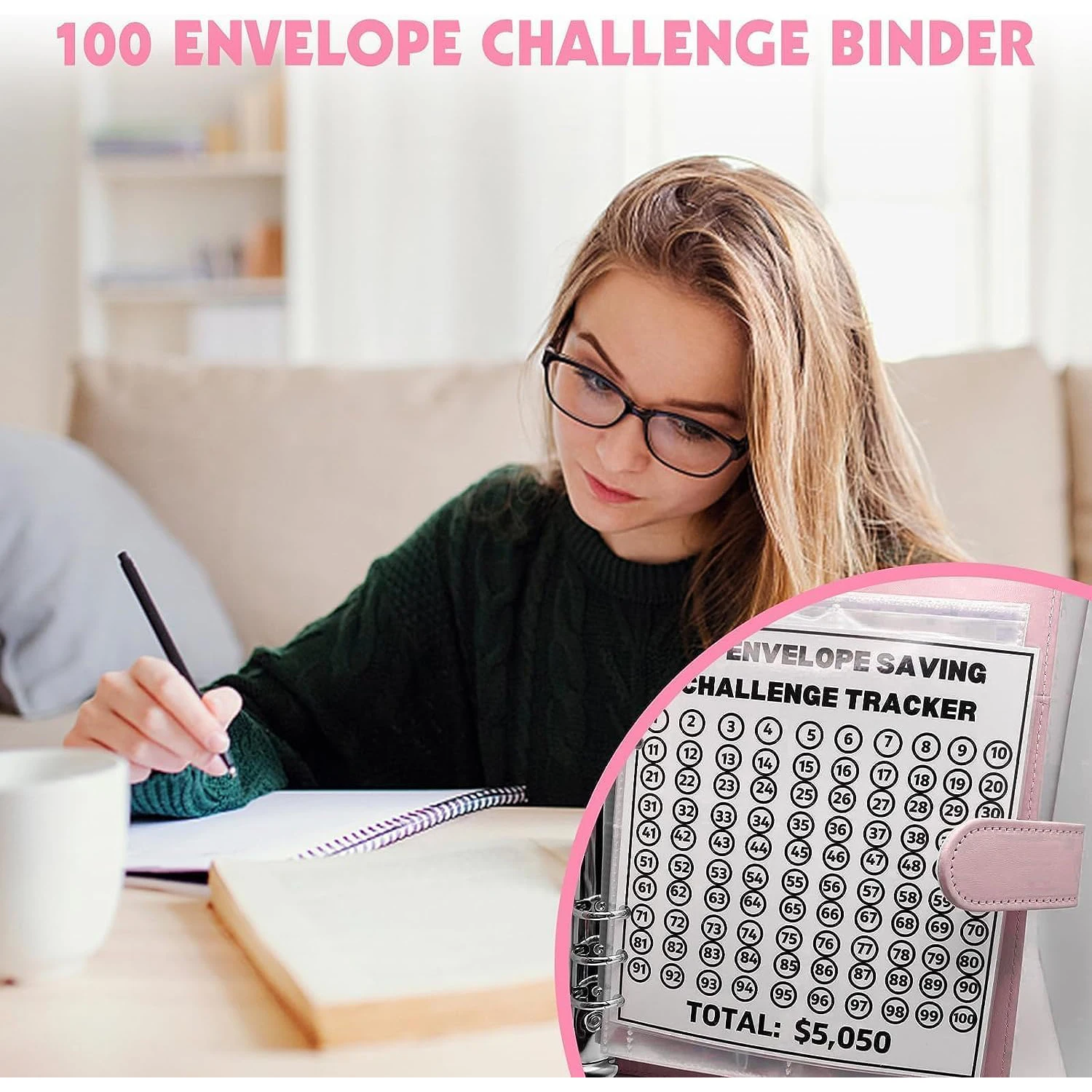 100 конвертов Challenge Binder Savings Challenges Бюджетные денежные конверты A5 Binder - простой и увлекательный способ сэкономить 5 050 долларов2