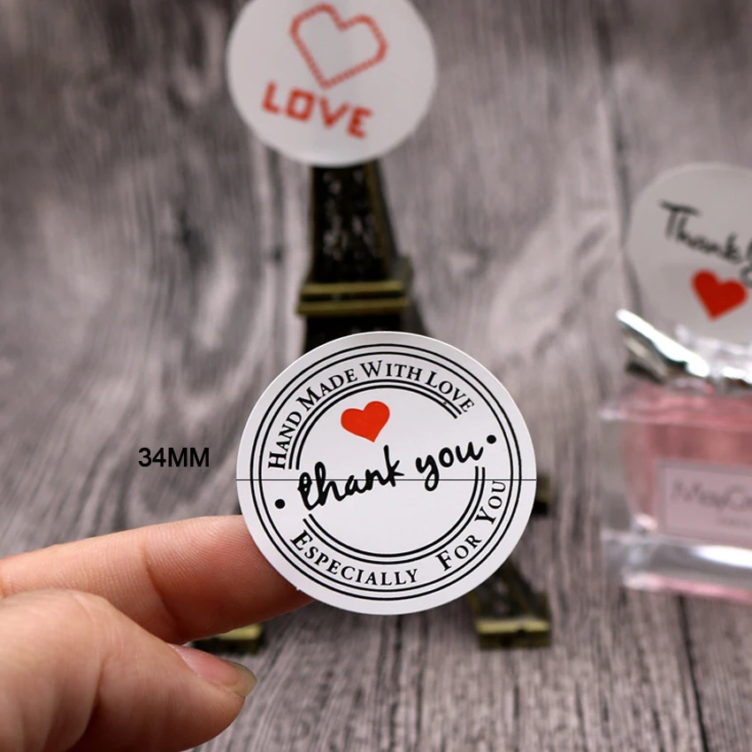 100 шт./лот Винтажная круглая крафт-наклейка Love Thank you для маркировки изделий ручной работы5