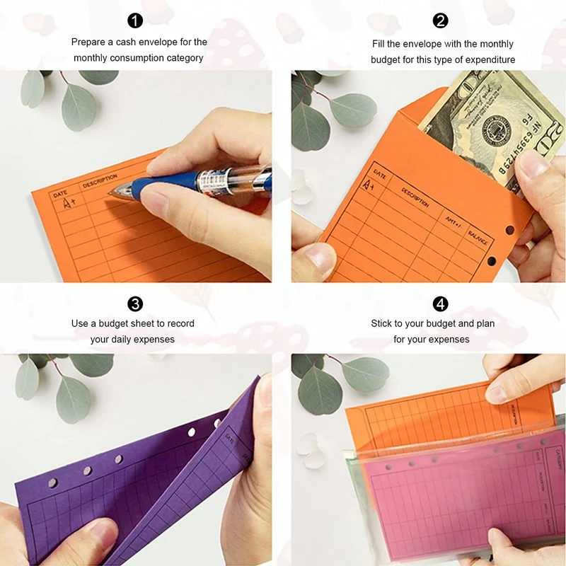 12 цветных бюджетных конвертов с перфорацией, более Толстая система денежных конвертов, Конверты-органайзеры для сбережений5