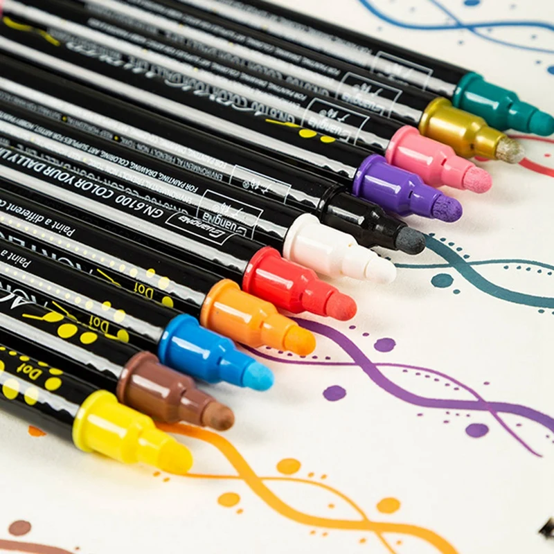 12 Цветов Акриловые маркеры, ручки Акриловые краски, ручки для дерева, холста, камня, наскальной живописи, стеклянных поверхностей4