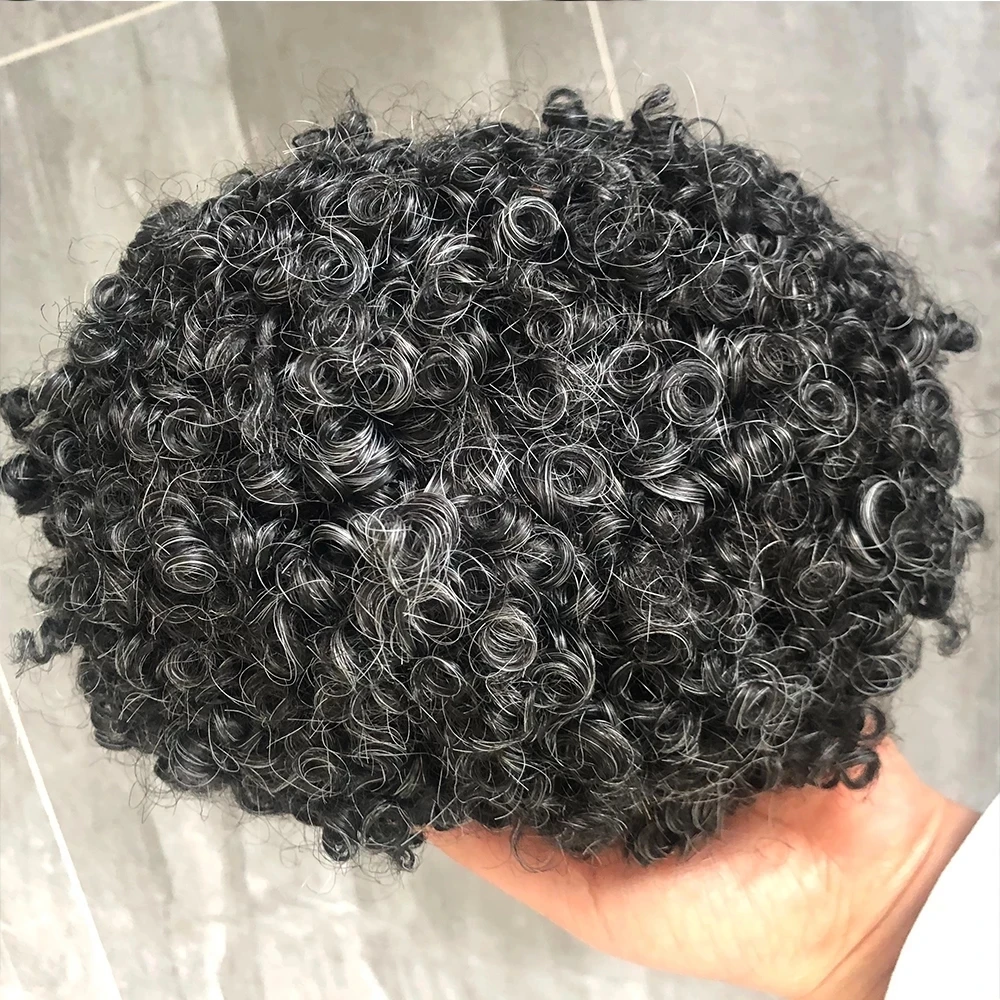 15-миллиметровый афро-кудрявый парик из натуральных волос, полностью покрытый кожей, для чернокожих мужчин, прочный, поли, 0,1 мм Инъекционный дешевый парик-протез для волос5