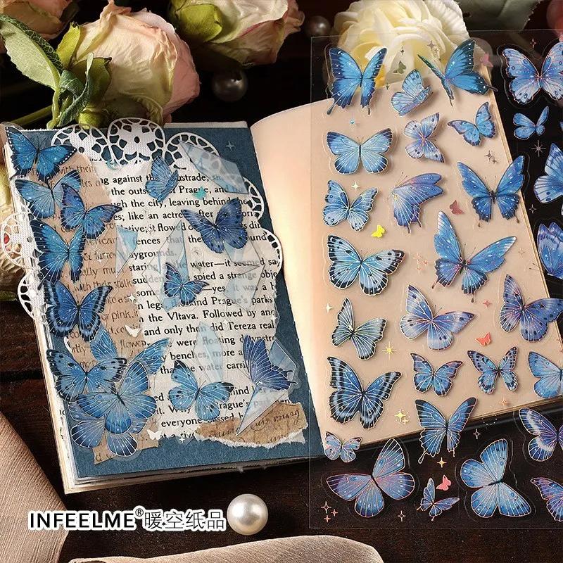 160 шт Набор наклеек для альбома с бабочками в винтажном стиле 