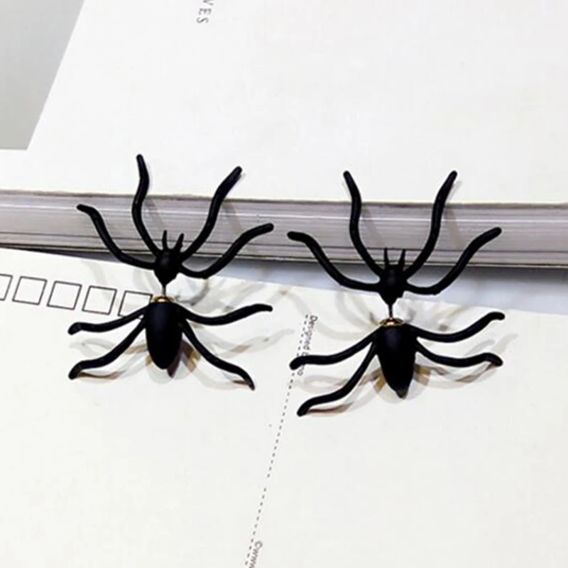 1ШТ 3D Жуткие Черные серьги-гвоздики в виде паука для Хэллоуина, украшения своими руками, поддельный Паук для девочек и мальчиков, принадлежности для вечеринок, ушные гвоздики4