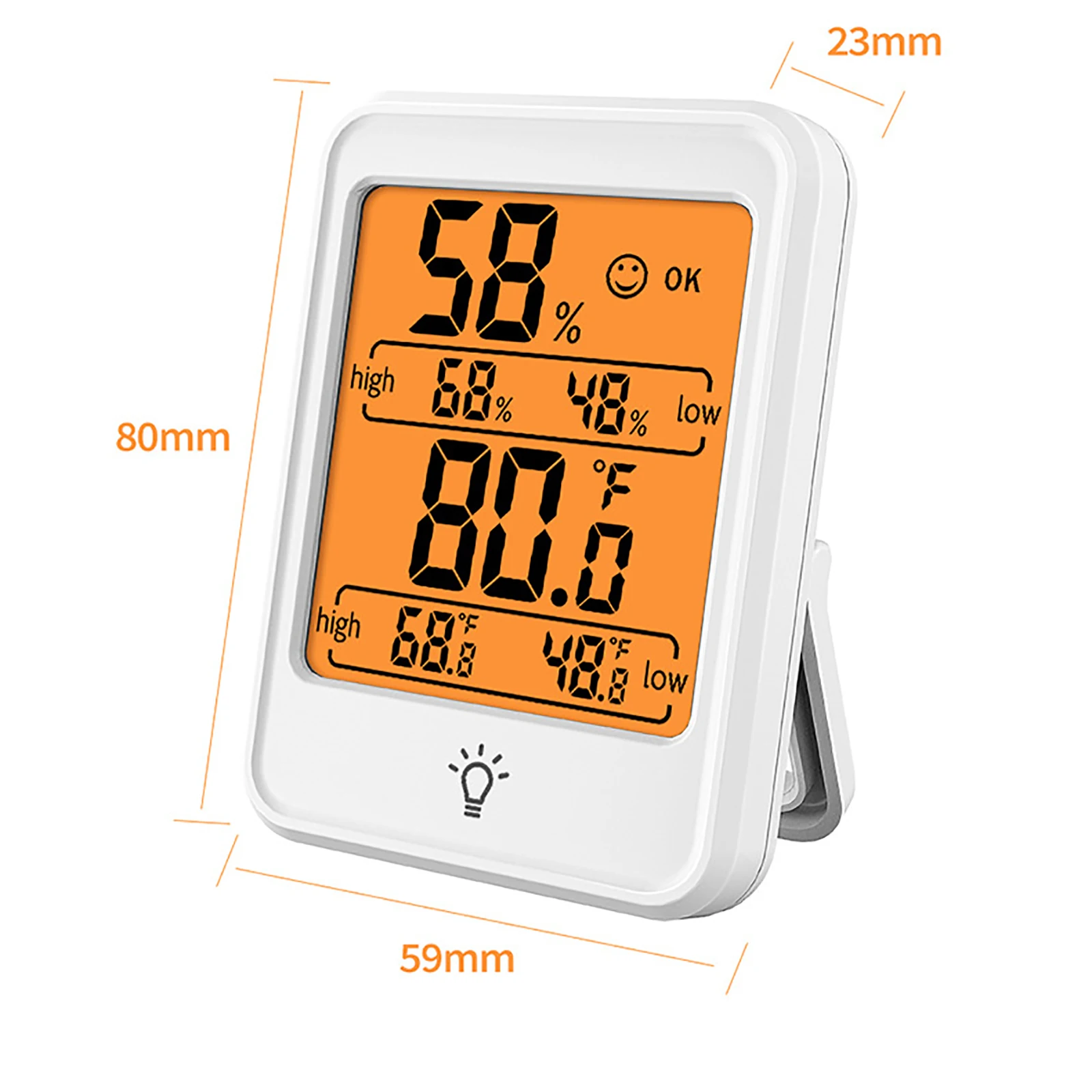 1шт Внутренний Термометр Цифровой Гигрометр Комнатный Термометр Монитор Влажности С Подсветкой, Термометр для Комнатной Температуры4