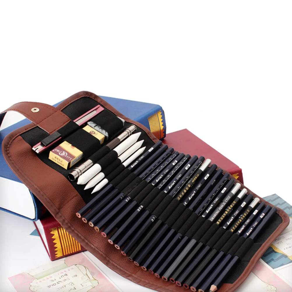 24pcs набор эскиз карандаши случае уголь расширитель карандаш тени резец чертеж сумка4
