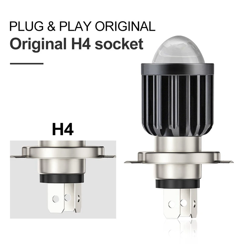 2X Светодиодный прожектор H4, Маленькая лампочка, модифицированная фара мотоцикла, Встроенные аксессуары для двухцветных фар3