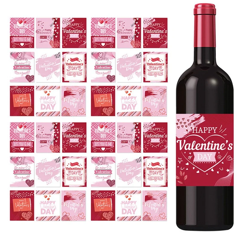 36 штук, наклейки для украшения вечеринки в честь Дня Святого Валентина, этикетки, наклейки для винных бутылок, наклейки для украшения Дня Святого Валентина, бумага3