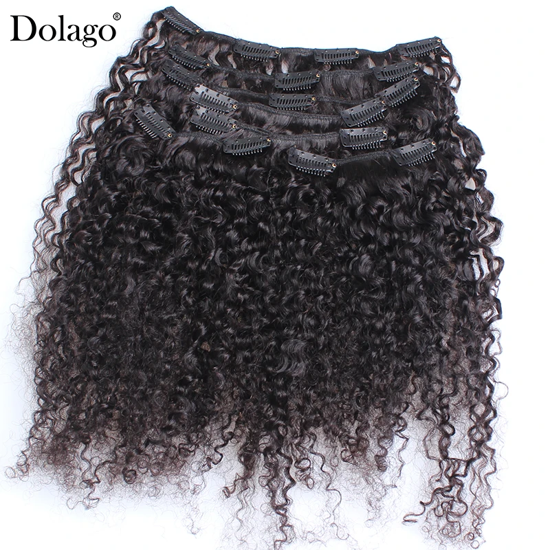 3B 3C Кудрявая Заколка Для Наращивания Волос Человеческие Волосы Афро Кудрявые Заколки Для Наращивания Волос Пучки Для Чернокожих Женщин 4A Dolago Full Head Sets1