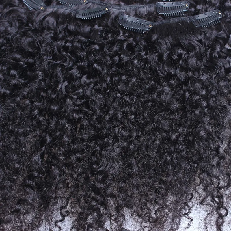 3B 3C Кудрявая Заколка Для Наращивания Волос Человеческие Волосы Афро Кудрявые Заколки Для Наращивания Волос Пучки Для Чернокожих Женщин 4A Dolago Full Head Sets3