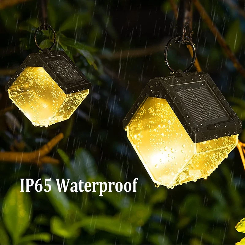 4 ШТ. подвесных солнечных фонаря, меняющих цвет ледяного кирпича, солнечных фонарей для садового забора, фонарей для садового забора IP65 Водонепроницаемый1
