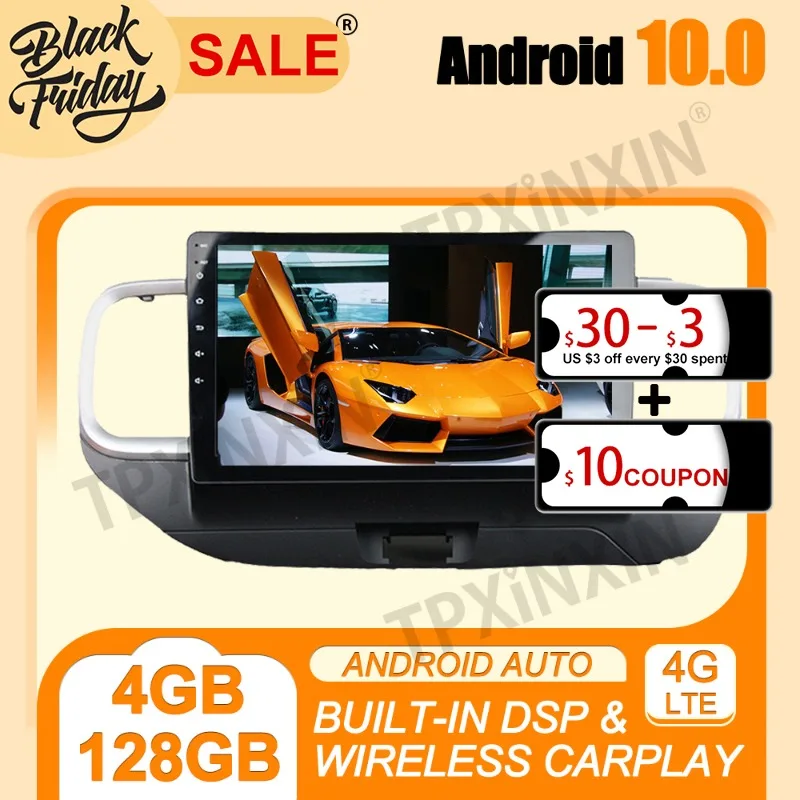 4G + 128 ГБ Android 10.0 для Hyundai Venue 2018 2020 Автомобильная GPS-навигация Мультимедийный плеер Carplay Авторадио Стерео Видео головное устройство0