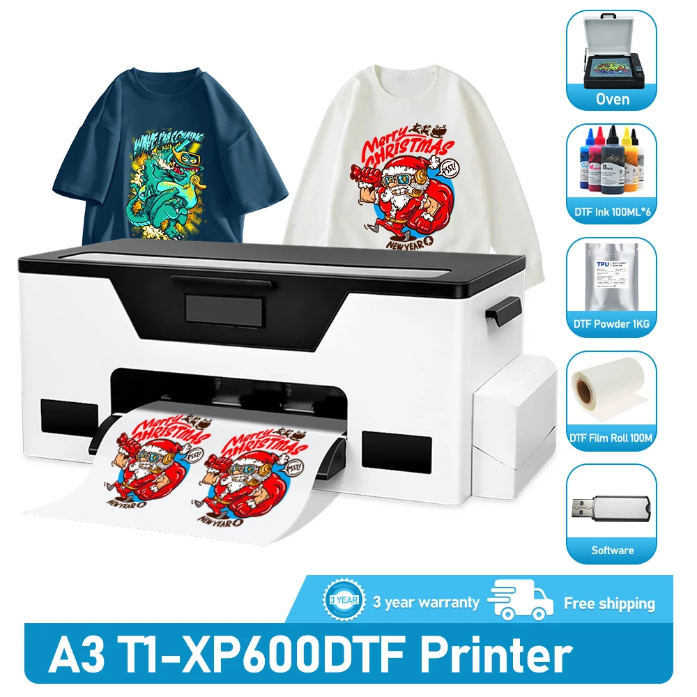 A3 + DTF Трансферный Принтер XP600 T-shirt DTF Печатная Машина 33СМ Direct to Film DTF Impresora для Тканей Текстильный Принтер A3 DTF0