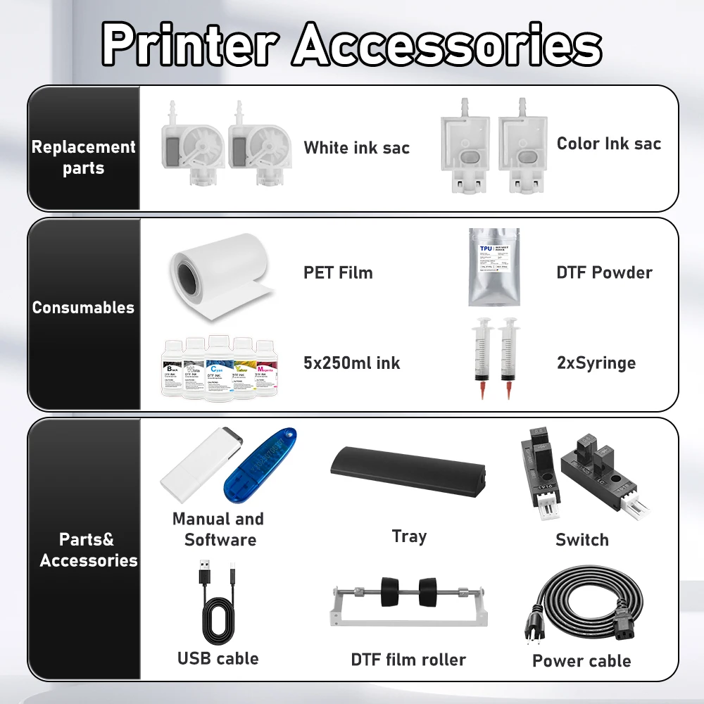 A3 + DTF Трансферный Принтер XP600 T-shirt DTF Печатная Машина 33СМ Direct to Film DTF Impresora для Тканей Текстильный Принтер A3 DTF4