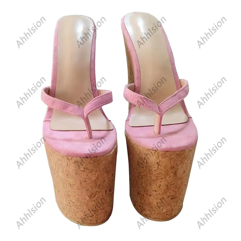 Ahhlsion, женские босоножки ручной работы, Ультравысокие туфли на танкетке с открытым носком, Красивые розовые вечерние туфли для косплея, женские размеры США 4-151
