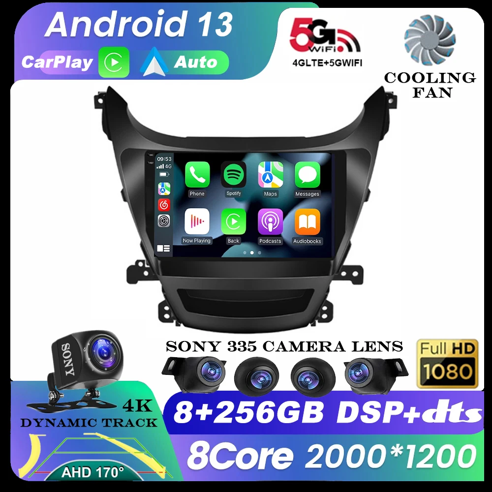 Android 13 для HYUNDAI ELANTRA 2011 2012 2013 2014 2015 2016 Мультимедиа Стерео видео Автомобильный радиоплеер Навигация GPS 4G WIFI BT0