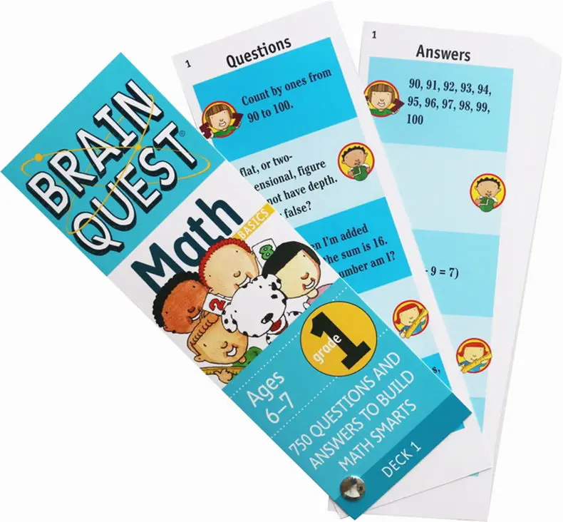 brainquest Brain Quest Математика для 1 класса, Детские книги для детей 5 6 7 8 лет, Карточки с вопросами и ответами, английский, 97807611413581
