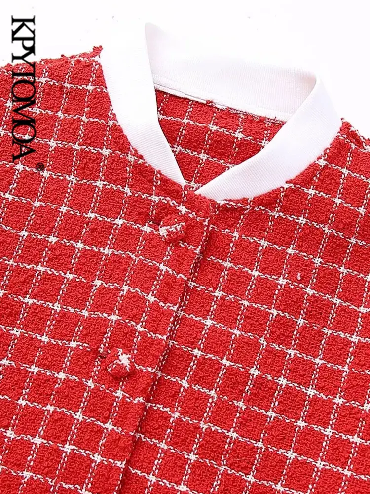 KPYTOMOA/ Женская мода с карманами, твидовый пиджак, пальто, винтажная женская верхняя одежда с длинными рукавами и пуговицами, шикарные топы2