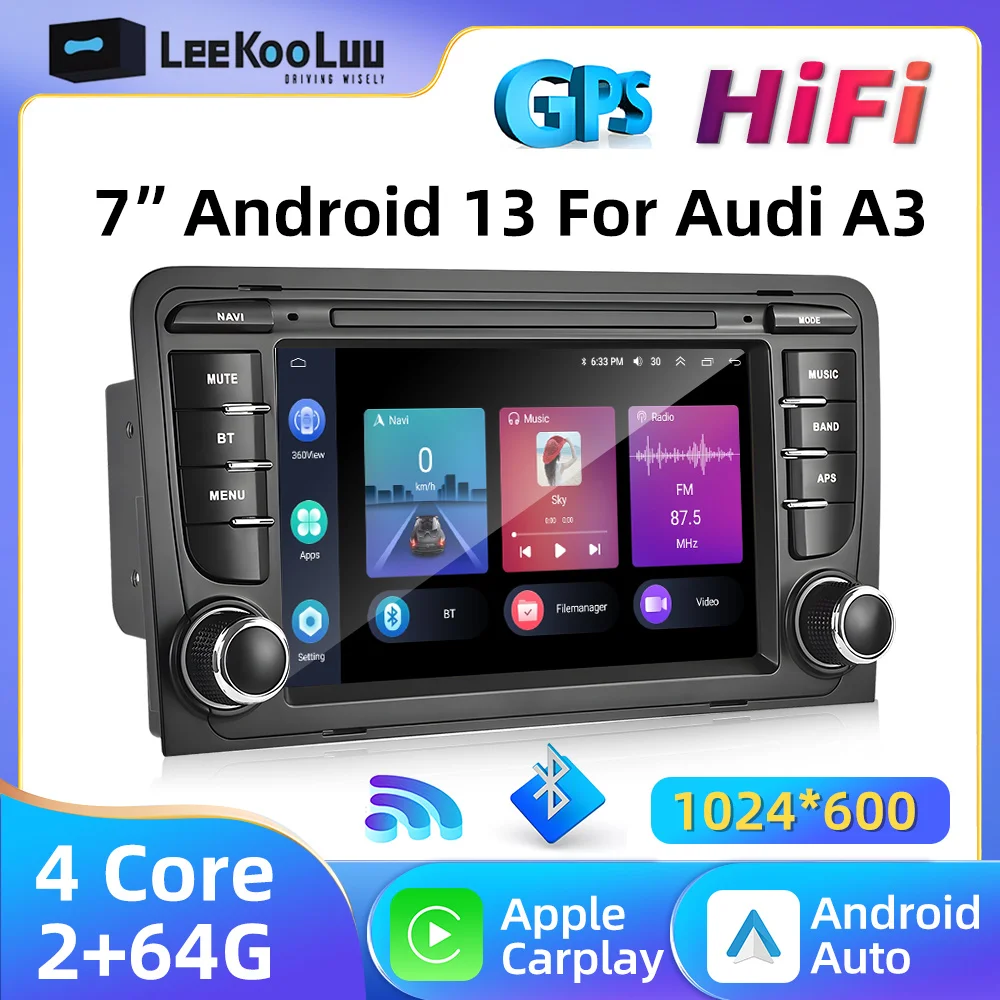 LeeKooLuu 2 Din Автомобильный Радиоприемник GPS Стерео Wifi Bluetooth Беспроводной Carplay Android Auto Для Audi A3 S3 RS3 8P Мультимедийный Видеоплеер0