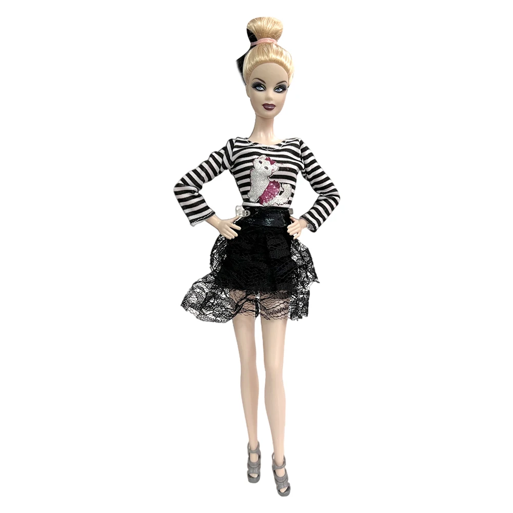 NK 1 шт. Черная юбка, модное кружевное платье, праздничный наряд для 1/6 BJD FR, игрушки для кукол, повседневная одежда, аксессуары для куклы Барби3