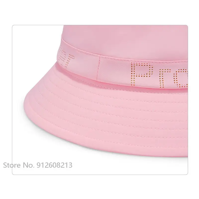 PGM Lady Fashion Golf Bucket Hats Дышащая кепка рыбака для гольфа, Солнцезащитный козырек с буквенным принтом, Солнцезащитные кепки для девочек, уличные УФ-защитные кепки5