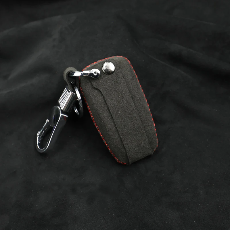 QHCP чехол для ключей от автомобиля, сумка из замшевой кожи, защита дистанционного ключа, 4 кнопки, 5 кнопок ручного шитья, подходит для Ford Mustang 2015-2017 2018-2020 гг.3