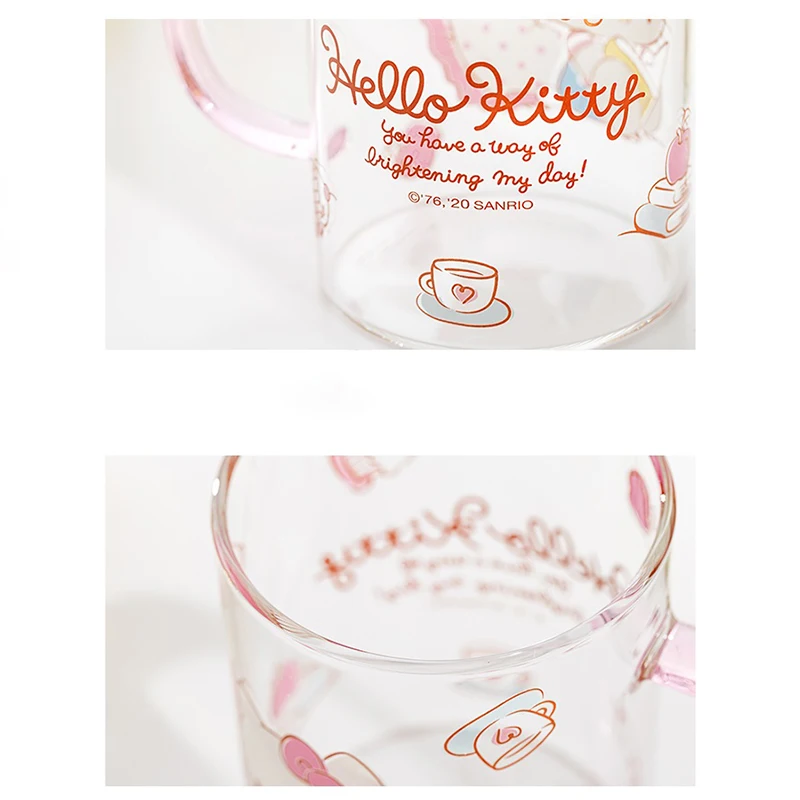 Sanrio Hello Kitty Стеклянная чашка Kawaii Kit Аниме Фигурка Cinnamoroll 380 мл Щетка для мытья зубов Полоскание Горла Домашнее хозяйство Ребенок Студент Симпатичный4