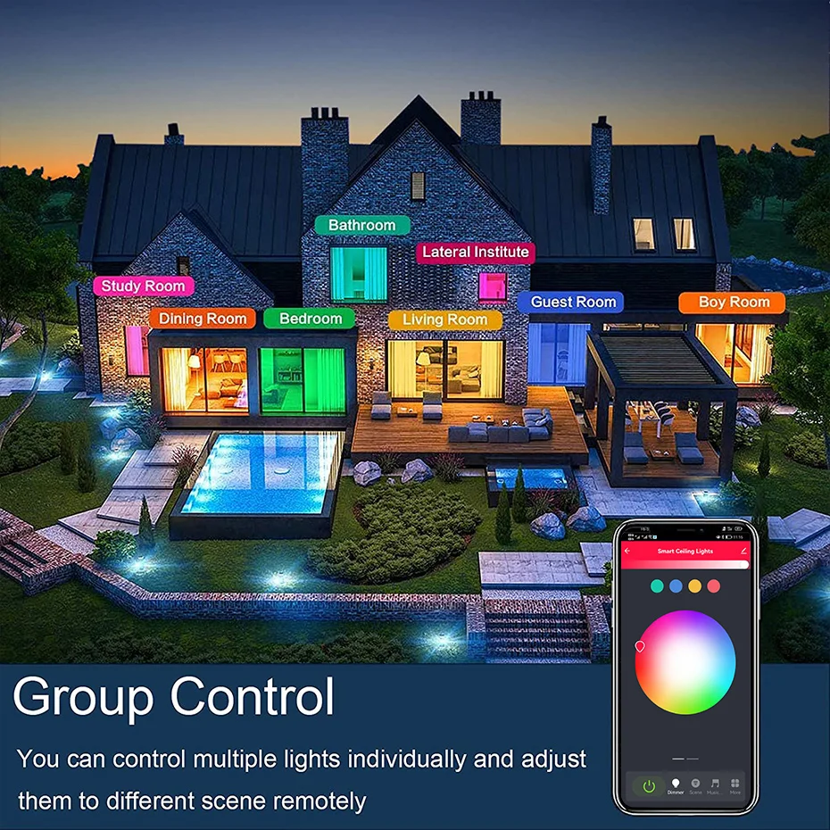 Tuya WiFi Светодиодный Потолочный Светильник 30 Вт Smart Life APP Control RGB Внутренний Потолочный Светильник AC85-265V С Регулируемой Яркостью Работает с Alexa Google Home3