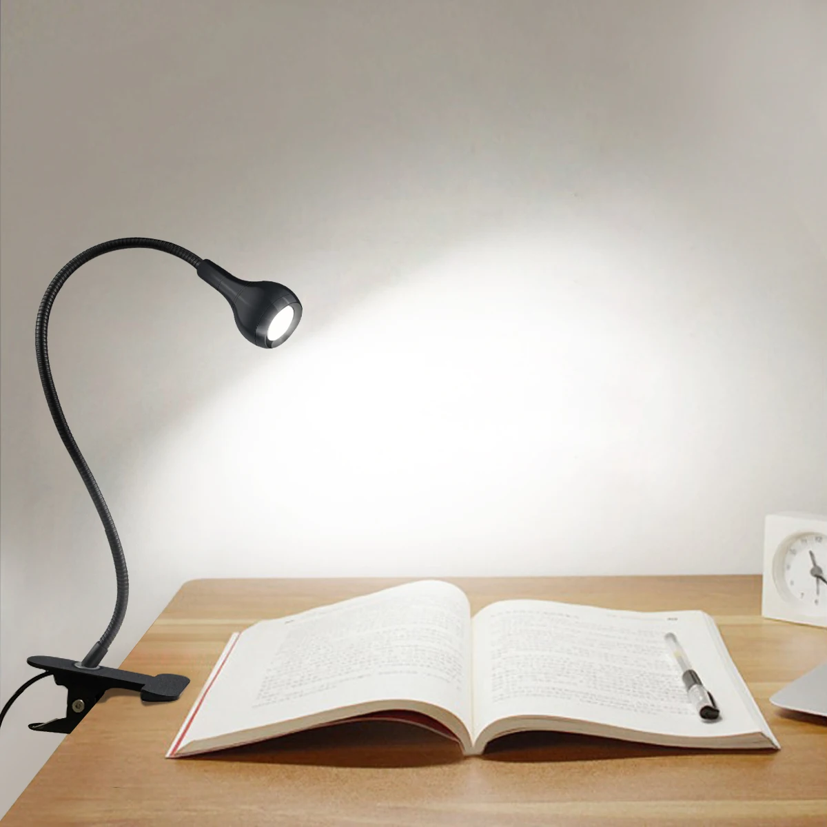 USB-лампа 5 В, светодиодная лампа для чтения книг, гибкая настольная лампа для чтения, светодиодная настольная лампа для ночного освещения спальни у кровати С зажимом-держателем0