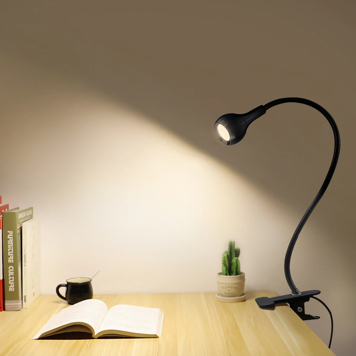 USB-лампа 5 В, светодиодная лампа для чтения книг, гибкая настольная лампа для чтения, светодиодная настольная лампа для ночного освещения спальни у кровати С зажимом-держателем1