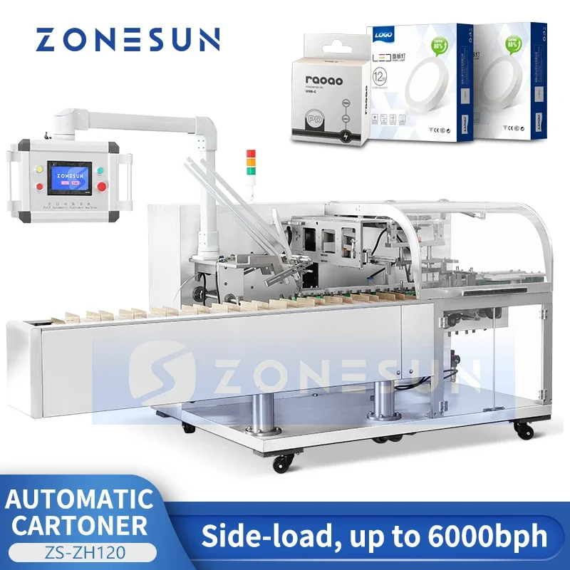 ZONESUN Автоматический картонажный станок для склеивания картонных папок, машина для складывания горизонтальной картонажной машины, картонажный станок с боковой загрузкой ZS-ZH1200