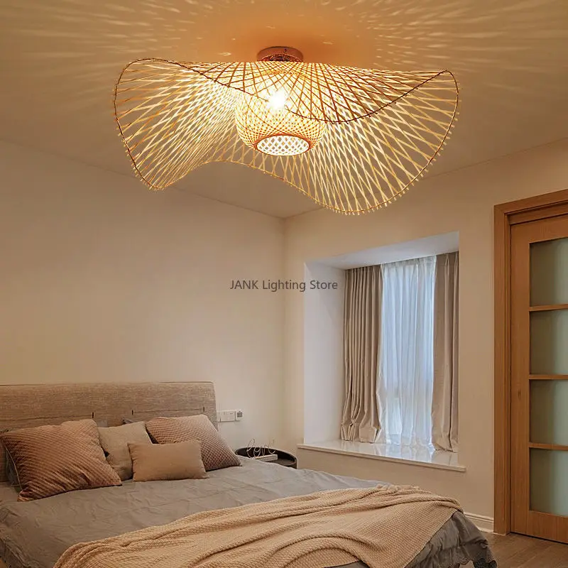 Бамбуковые подвесные светильники в японском стиле Креативный потолочный светильник для столовой Ресторанная люстра E27 Подвесной светильник0