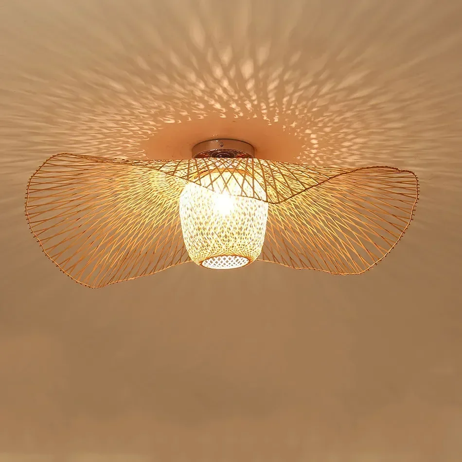 Бамбуковые подвесные светильники в японском стиле Креативный потолочный светильник для столовой Ресторанная люстра E27 Подвесной светильник1