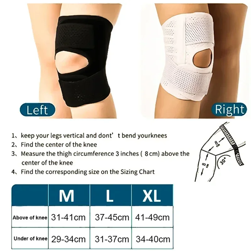 Бандаж для коленного сустава с регулируемыми дышащими стабилизаторами, накладки на мениски, облегчающие разрыв, облегчают поддержку сустава3