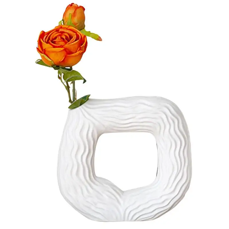 Белая керамическая ваза Квадратная керамическая полая ваза Белые вазы для декора в стиле минимализм для свадебного обеденного стола праздничной жизни0