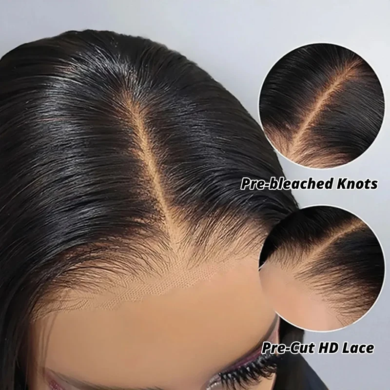 Бесклеевой объемный волнистый HD прозрачный парик из натуральных волос спереди, предварительно выщипанный, 5x5x4, готовый к носке, с кружевной застежкой, парик из человеческих волос для женщин2