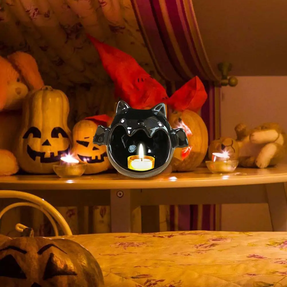 Вазы для конфет на Хэллоуин, призрак летучей мыши, керамическое блюдо для конфет на Хэллоуин, держатель для посуды на Хэллоуин, украшения для дома, свеча R1E31