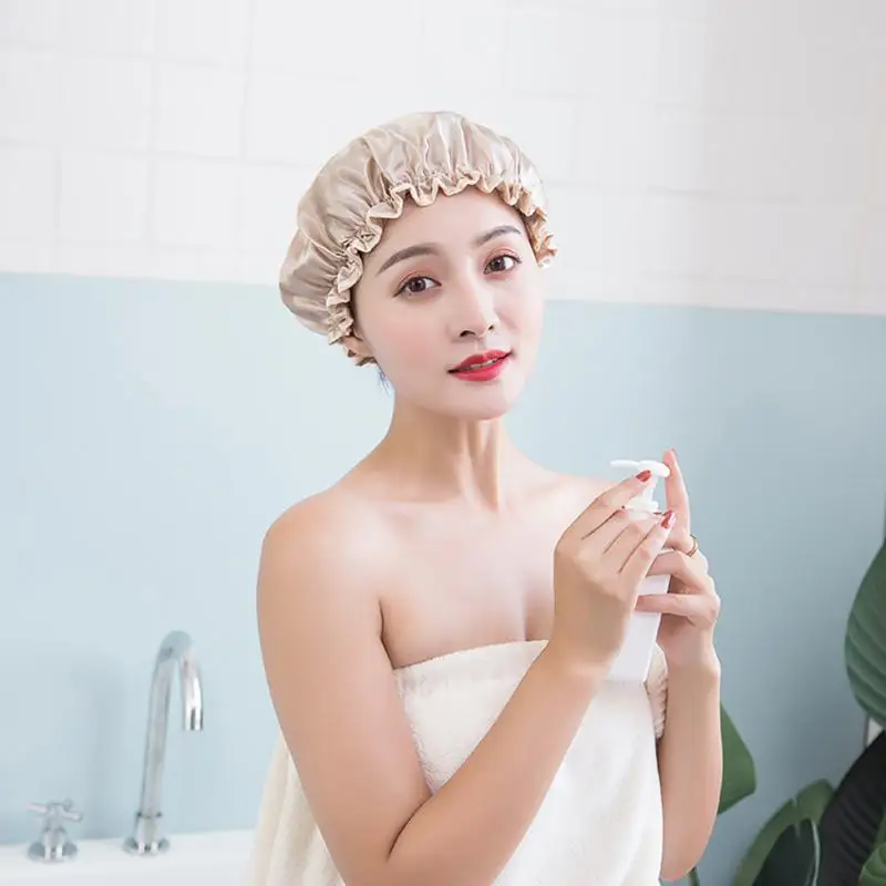 Водонепроницаемая шапочка для ванны, шапочка для волос для душа в ванной, женские принадлежности для душа, шапочки для купания для взрослых, ванная комната3