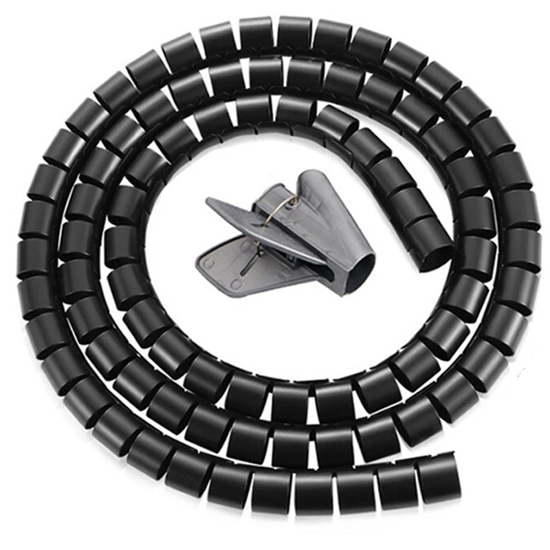 Гибкий спиральный шнур-Органайзер для защиты линии хранения, Черная Пластиковая Катушка для кабеля управления, Настольная Опрятность3