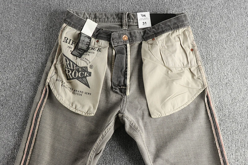Демисезонный Новый Американский ретро-супертяжелый дымчато-серый деним, мужские простые прямые повседневные брюки из 100% хлопка, старые, выстиранные.2
