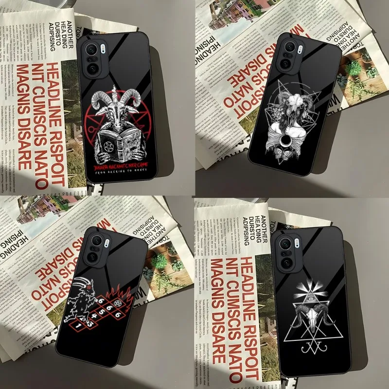 Демонический Сатанинский Чехол Для Телефона Xiaomi 13 10 10T 11i 11T Redmi Note 11 8 11S Pro Poco M4 F3 X3 2023 Стеклянная Дизайнерская Задняя Крышка0