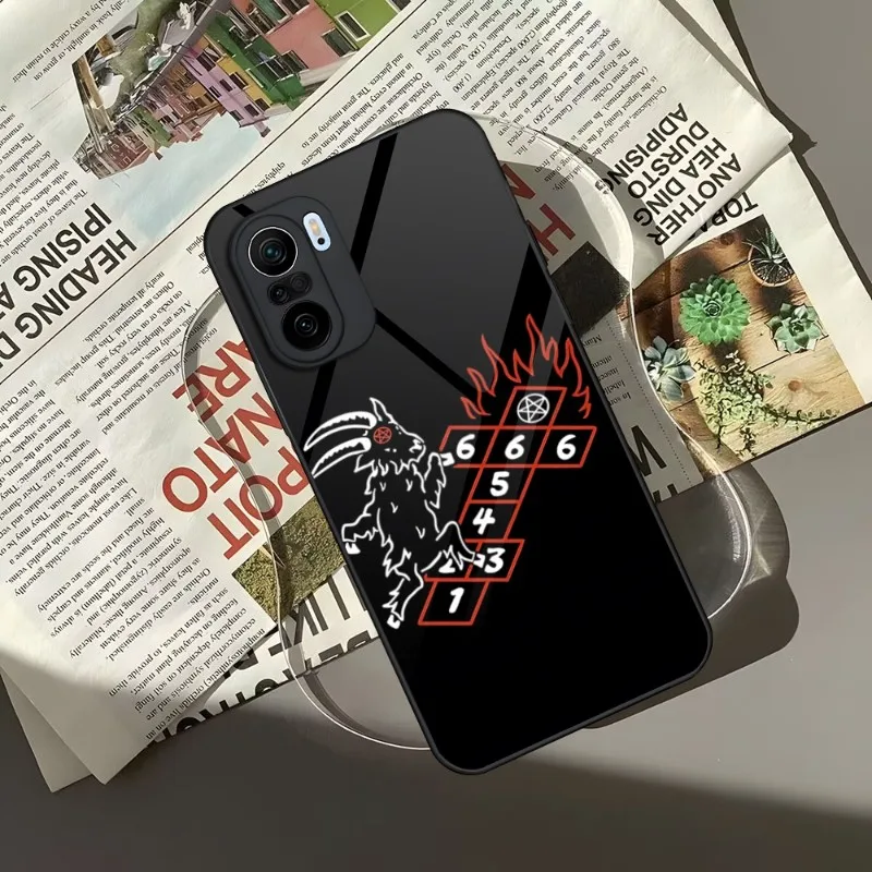 Демонический Сатанинский Чехол Для Телефона Xiaomi 13 10 10T 11i 11T Redmi Note 11 8 11S Pro Poco M4 F3 X3 2023 Стеклянная Дизайнерская Задняя Крышка3