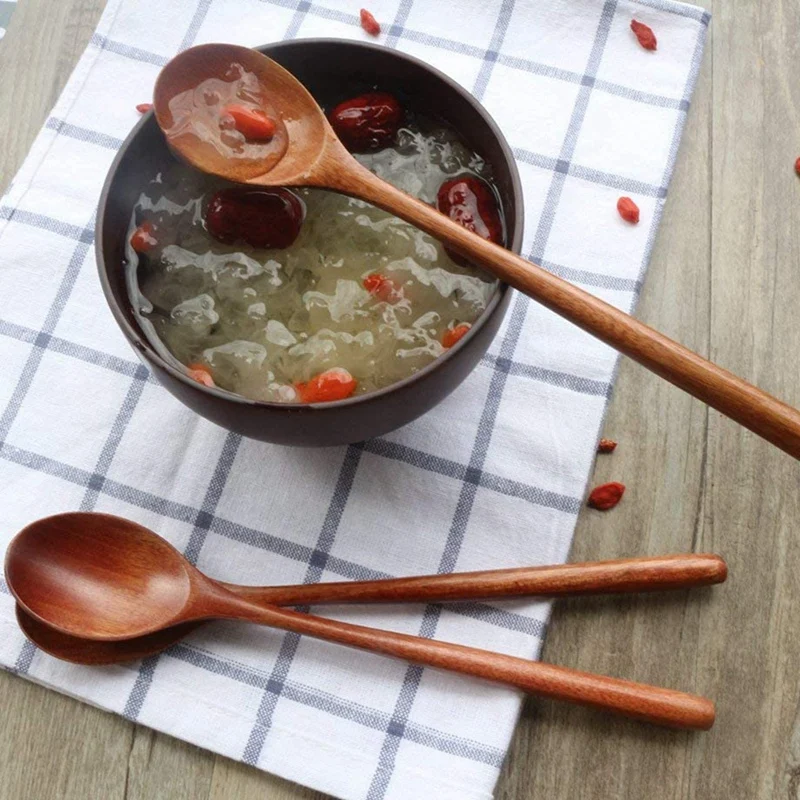 Деревянные ложки для супа, набор деревянной посуды для приготовления пищи, перемешивания, ложка с длинной ручкой3