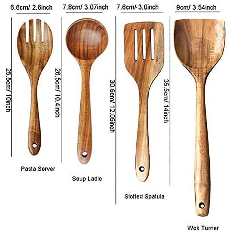 Деревянные ложки для супа, набор деревянной посуды для приготовления пищи, перемешивания, ложка с длинной ручкой5