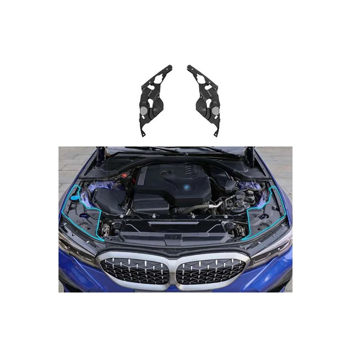 Для BMW 3 серии G28 G20 2019 + Защитная крышка двигателя Защитная крышка моторного отсека Модификация крышки фары2