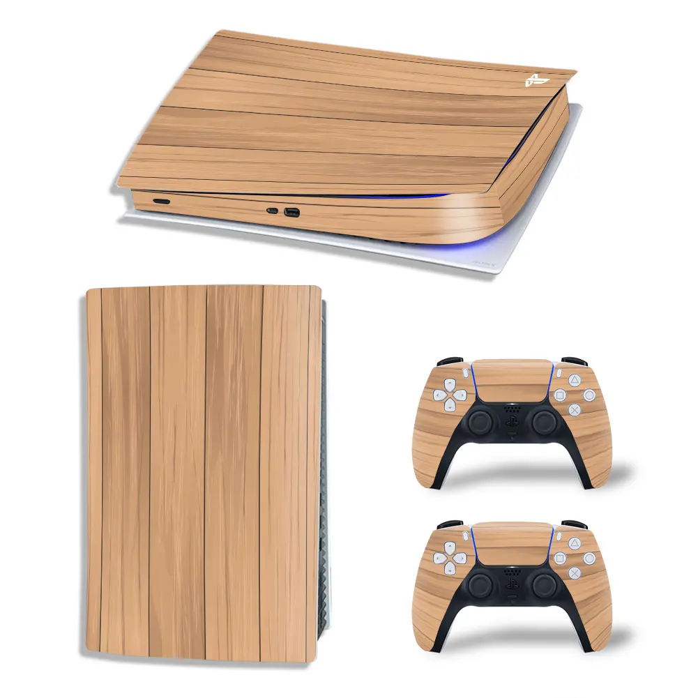 Для PS5 Digital Skin Виниловая наклейка с древесной зернистостью, наклейка на консоль контроллера, Пылезащитная защитная наклейка2