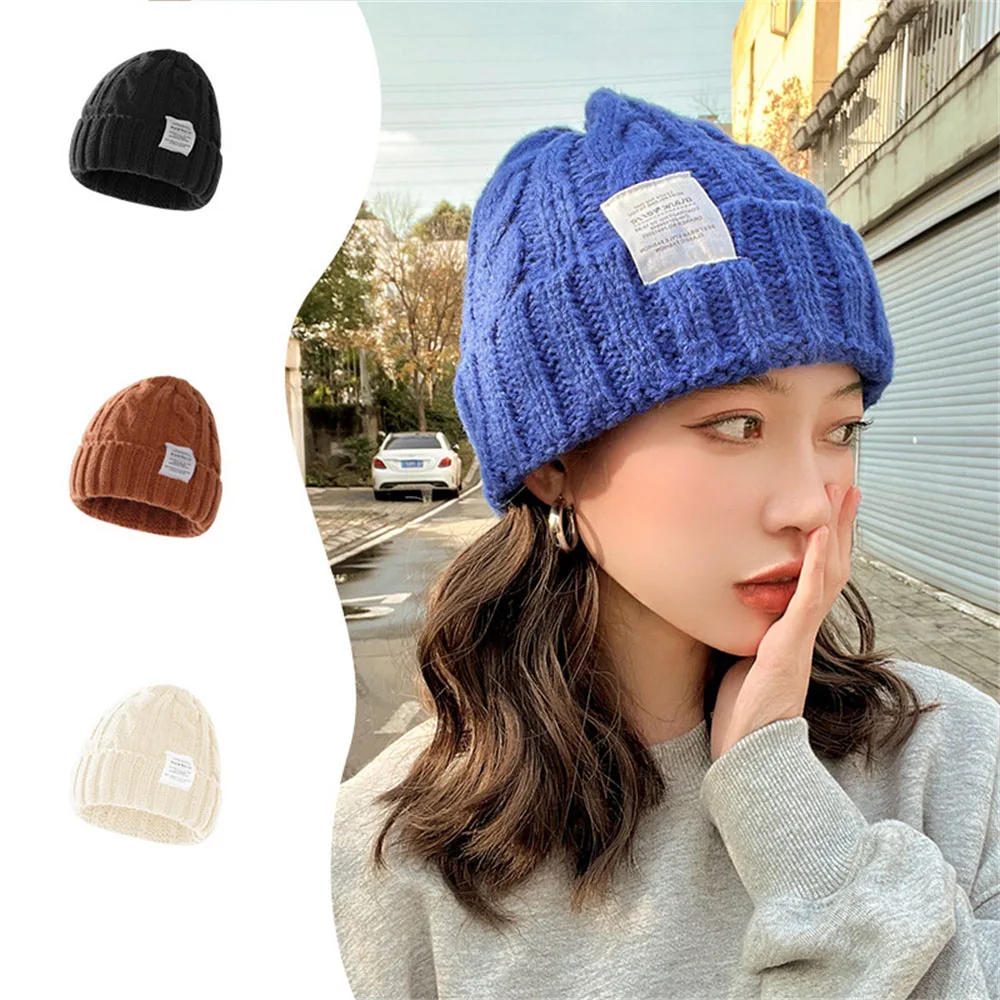 Женская зимняя шапка, однотонные японские шерстяные шапки, корейская версия, защита от тепла, защита ушей, вязаная шапка, универсальная пара1