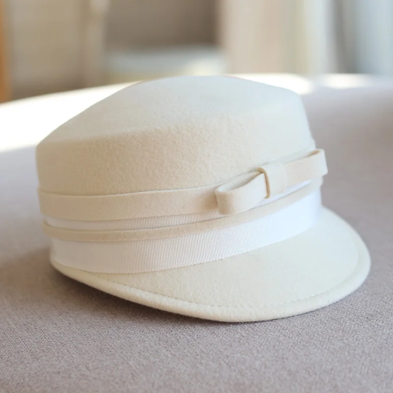 Женская осенне-зимняя шерстяная повседневная шляпа для верховой езды с бантом, модная шляпа для шоппинга0