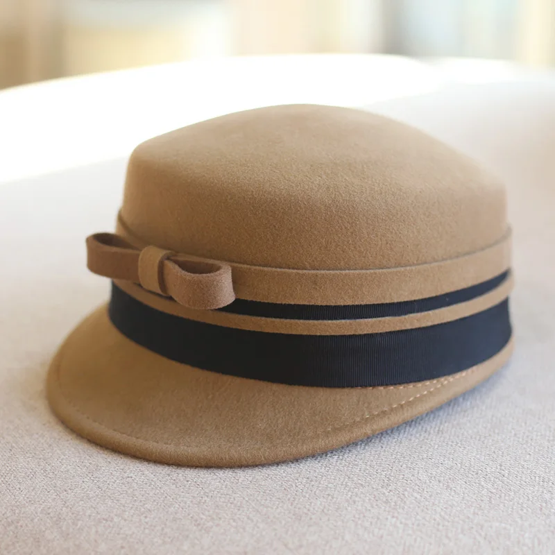 Женская осенне-зимняя шерстяная повседневная шляпа для верховой езды с бантом, модная шляпа для шоппинга1