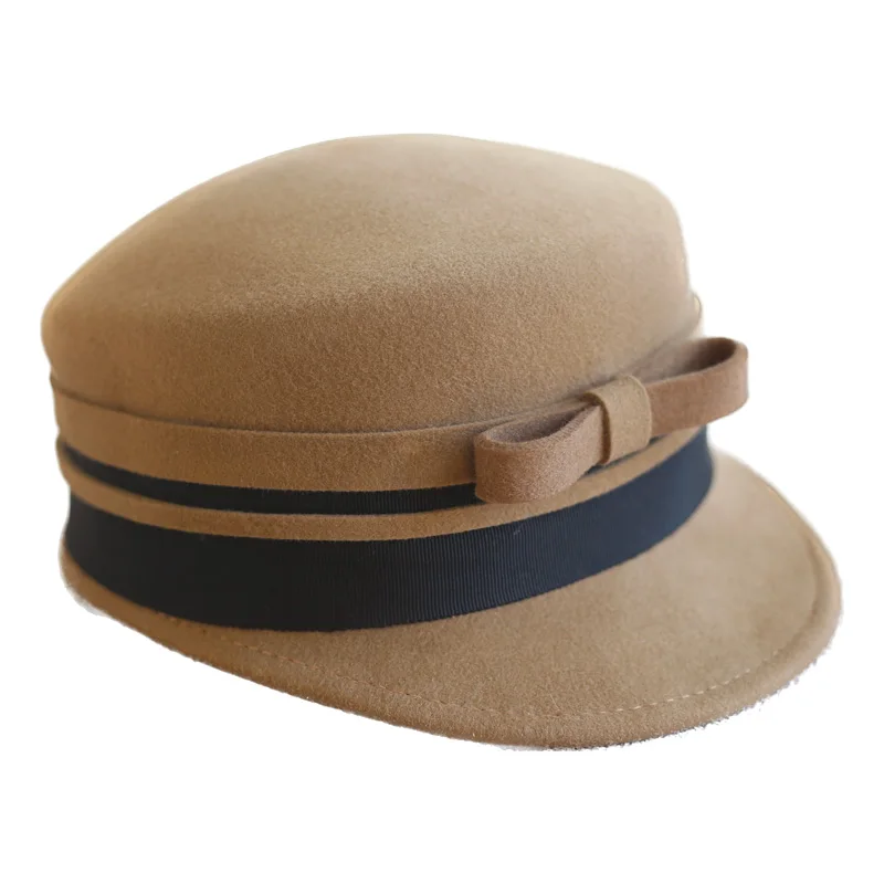 Женская осенне-зимняя шерстяная повседневная шляпа для верховой езды с бантом, модная шляпа для шоппинга4